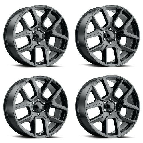 Set 4 22" Voxx Replica Ram 1500 Gloss Black Wheels 22x9 5x5.5 18mm Rims