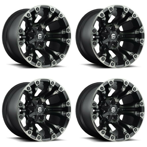 Set 4 17" Fuel D569 Vapor 17x10 8x6.5 -18mm Wheels Matte Black Double Tint Rims