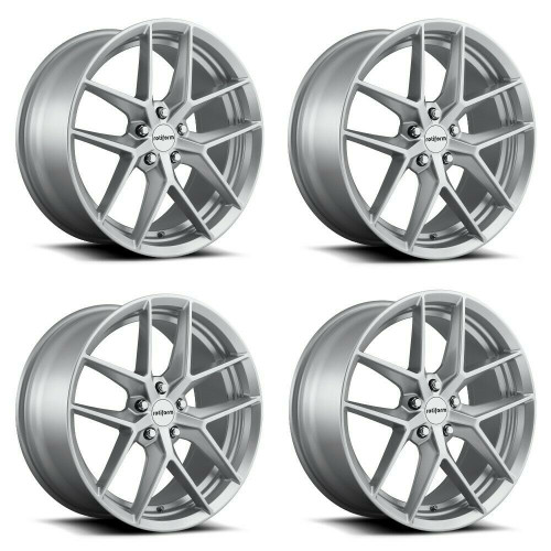 Set 4 Rotiform R133 Flg 18x8.5 5x4.25 Gloss Silver Wheels 18" 45mm Rims