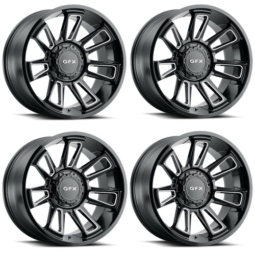 Set 4 20" Voxx G-FX TR21 Gloss Black Milled Wheels 20x10 8x170 -19mm Rims