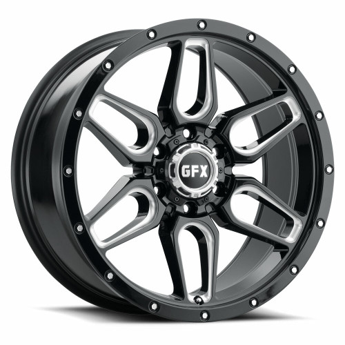 17" Voxx G-FX TR-18 Gloss Black Milled Wheel 17x8.5 5x5 12mm Rim