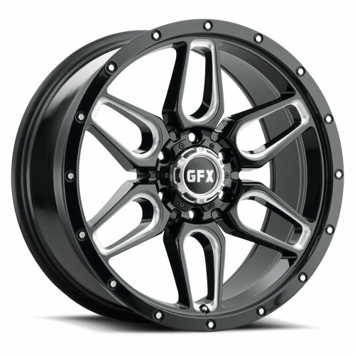 20" Voxx G-FX TR-18 Gloss Black Milled Wheel 20x9 6x135 12mm Rim