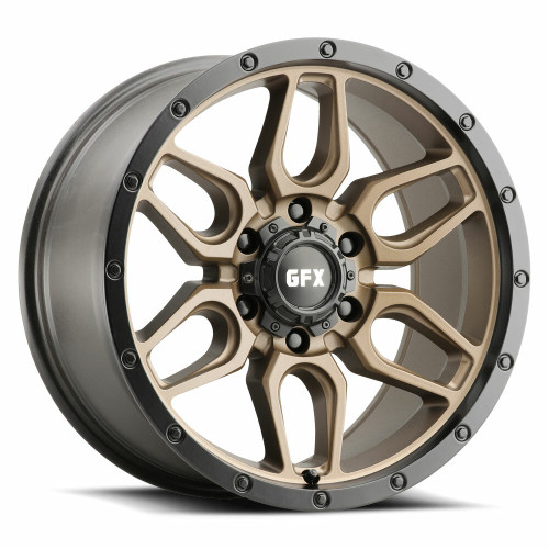 17" Voxx G-FX TR-18 Textured Bronze w/ Matte Black Lip  Wheel 17x8.5 6x5.5 -6mm Rim