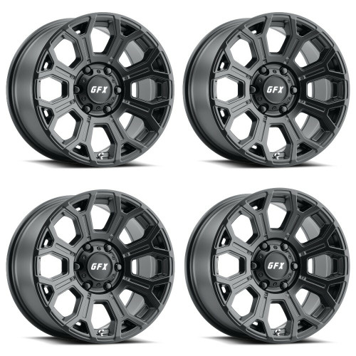 Set 4 18" Voxx G-FX TR-19 Matte Black Wheels 18x9 8x6.5 12mm Rims For GMC Ram