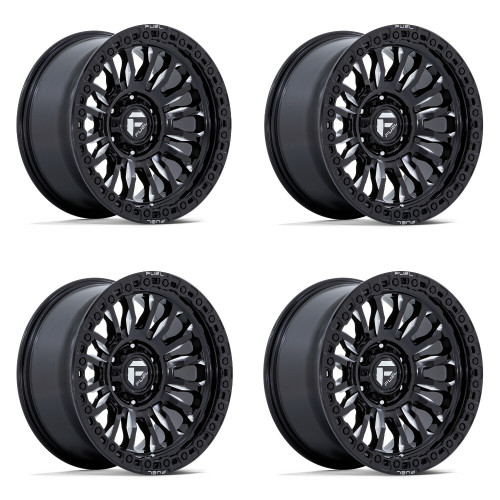 Set 4 Fuel FC857 Rincon 18x9 6x135 Gloss Black Milled Wheels 18" 1mm Rims