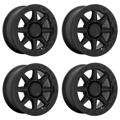 Set 4 Black Rhino Powersports Webb UTV Beadlock 14x7 4x110 Black Wheels 14" 51mm
