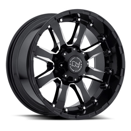 Black Rhino Sierra 20x11.5 6x5.5 Gloss Black W  Milled Spokes Wheel 20" -44mm