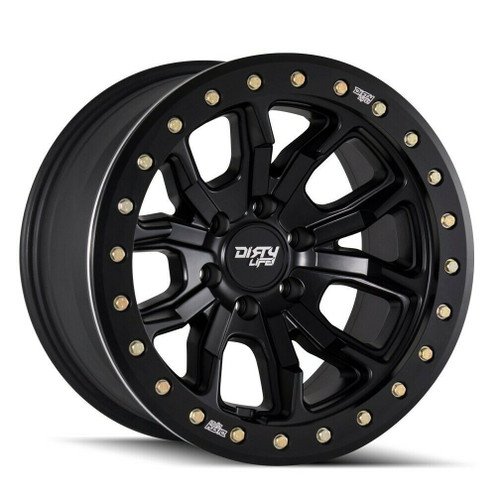 17" Dirty Life DT-1 17x9 Matte Black W Simulated Ring 6x120 Wheel -12mm Rim