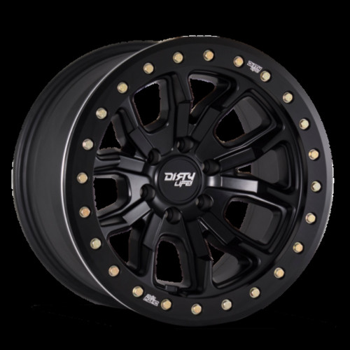 Set 4 17" Dirty Life DT-1 17x9 Matte Black W Simulated Ring 6x135 Wheels -12mm