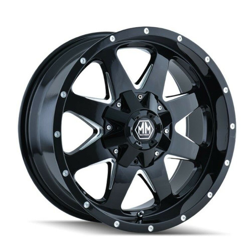 20" Mayhem Tank 20x9 Black Milled 5x150 5x5.5 Wheel 18mm For Toyota Dodge Rim