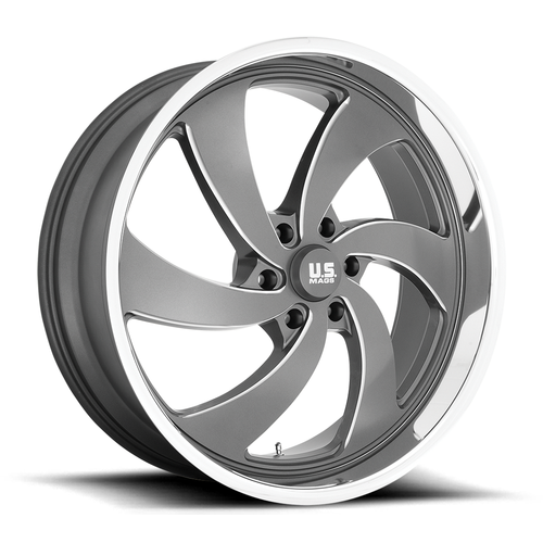 22x10 6x5.5 Anthracite Milled Diamond Cut Wheel US Mag U133 Desperado 25mm Rim