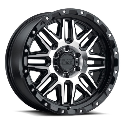 Black Rhino Alamo 20x9 6x5.5 Black Machined & Stainless Bolts Wheel 20" 12mm
