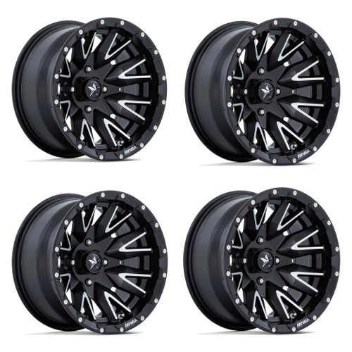 Set 4 MSA Offroad M49 Creed 14x7 4x156 Black Machined Wheels 14" 10mm