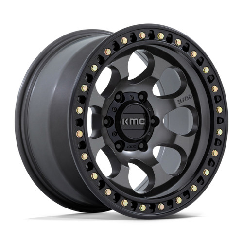 Set 4 KMC KM550 Riot Sbl 17x9 5x5 Anthracite Satin Black Lip Wheels 17" -12mm