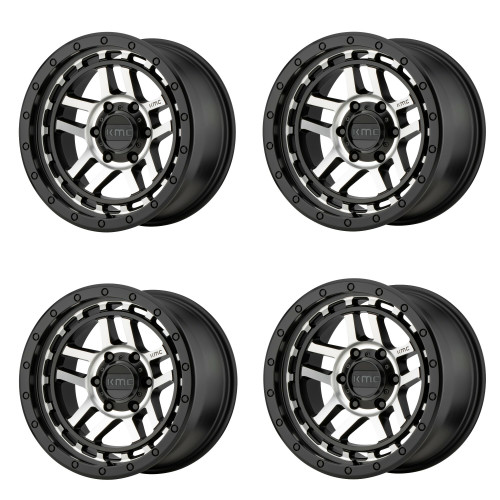 Set 4 KMC KM450 Mesa Forged Slotted Beadlock 17x9 8x6.5 Raw Machine Wheels 17"