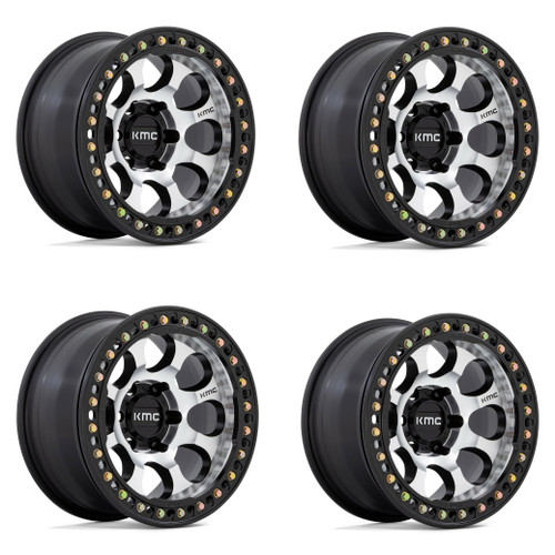 Set 4 KMC KM237 Riot Beadlock 17x8.5 5x5 Machined Black Windows Black 17" 0mm