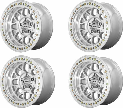 Set 4 KMC KM235 Grenade Crawl Beadlock 18x9 6x5.5 Machined Wheels 18" -24mm Rims