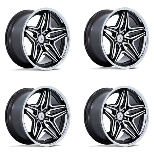 Set 4 Asanti Black ABL-46 Duke 20x9 5x120 Gloss Black Machined Wheels 20" 15mm