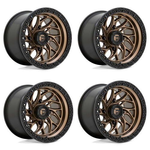 Set 4 15" Fuel UTV D777 Runner UTV 15x10 4x137 Bronze With Black Ring Wheels 0mm