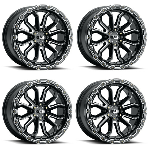 Set 4 17" Vision Off-Road 405 Korupt Black Milled Spoke Wheels 17x8 5x5 30mm Rim