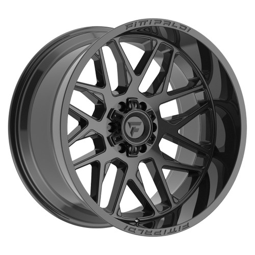 Set 4 20" Fittipaldi Wheels FA19B  20x10 Gloss Black 8x170 -19mm For Ford Rims