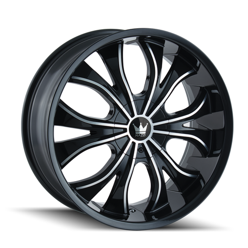 24" Mazzi Hustler 24x9.5 Black Machined 5x115 5x120 Wheel 18mm Car Suv Rim