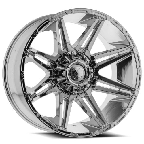 22" XF Off-Road XF-220 Chrome Wheel 22x10 5x5 5x5.5 -24mm For Jeep Dodge Rim