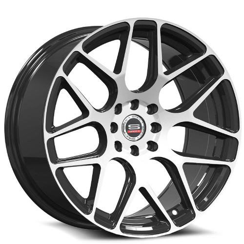 Set 4 17" Spec-1 SP-47 Gloss Black & Machined Wheels 17x8.5 4x100 4x4.5 30mm