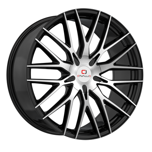 24" Cavallo CLV-45 Gloss Black & Machined Wheel 24x9 5x115 5x120 18mm Rim