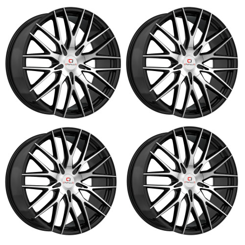 Set 4 24" Cavallo CLV-45 Gloss Black & Machined Wheels 24x9 5x115 5x120 18mm Set 4 24" Cavallo CLV-45 Gloss Black & Machined Wheels 24x9 5x115 5x120 18mm