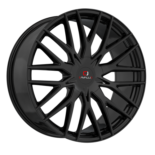22" Cavallo CLV-45 Gloss Black Wheel 22x9.5 6x135 6x5.5 25mm For Ford Chevy GMC