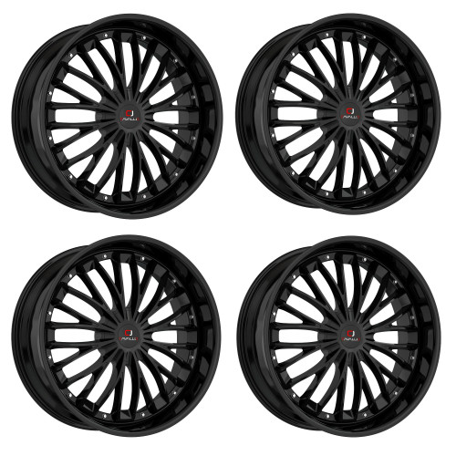Set 4 22" Cavallo CLV-42 Gloss Black Wheels 22x9.5 5x115 5x120 15mm Car Suv Rims