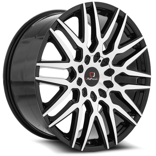 22" Cavallo CLV-24 Gloss Black & Machined Wheel 22x9.5 5x115 5x120 15mm Rim