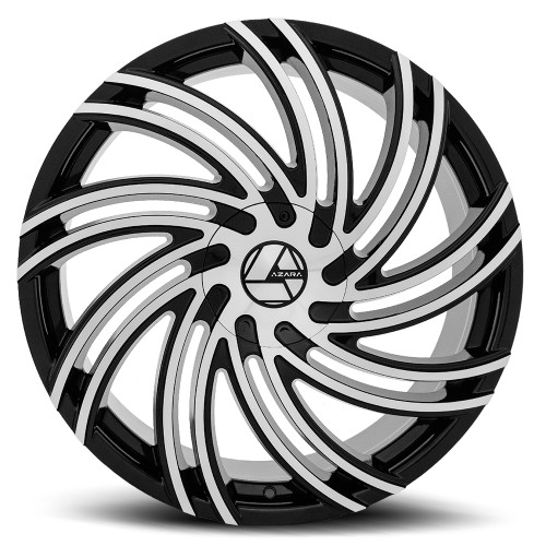 24" Azara AZA-514 Gloss Black & Machined Wheel 24x9 6x135 6x5.5 25mm Truck Rim