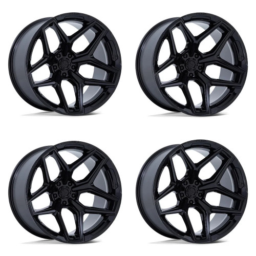 Set 4 18" Fuel Flux 18x9 6x135 1mm Gloss Black Wheels For Ford Lincoln Rims