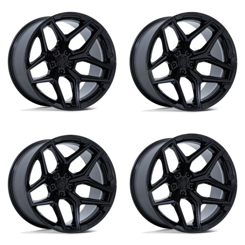 Set 4 Fuel Flux 17x9 6x5.5 Gloss Black Wheels 17" 1mm Rims