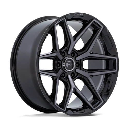 Set 4 17" Fuel Flux FC854 17x9 6x5.5 -12mm Black Brushed Face Gray Tint Wheels