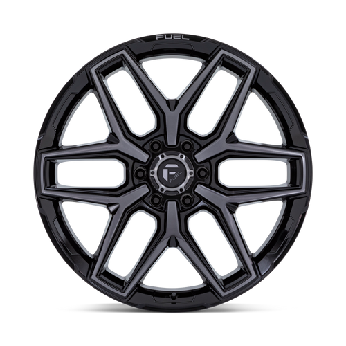 17" Fuel Flux 17x9 5x5 -12mm Gloss Black Brushed Face Gray Tint For Jeep Wheel