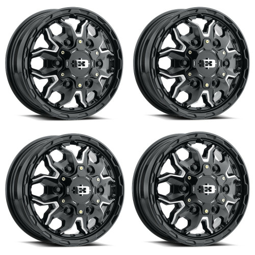 Set 4 16" Vision Gloss Black Milled Spoke 410 Korupt 16x6.5 6x130 Wheels 45mm