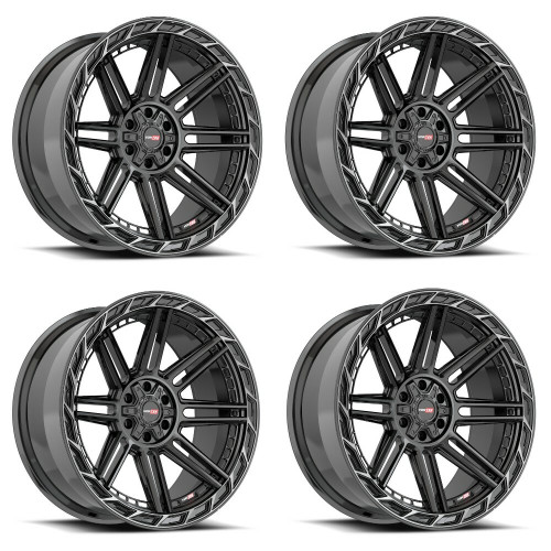 Set 4 20" Vortek Black Diamond Cut Ring Dark Tint VRP-501 20x9 6x135 6x5.5 18mm