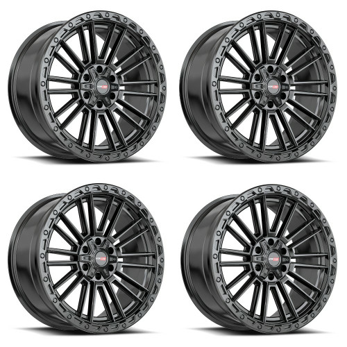 Set 4 20" Vortek Satin Black VRT-604 20x9.5 6x135 6x5.5 12mm For Ford Chevy GMC