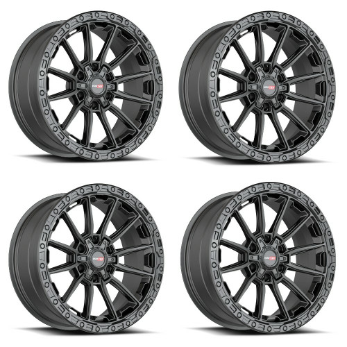 Set 4 22" Vortek Spartan VRT-601 Matte Black 22x10 Wheels 6x135 6x5.5 Rims -12mm