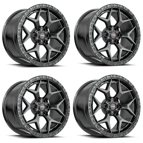 Set 4 22" Vortek Atheno Satin Black VRT-603 22x12 Wheel 8x6.5 Rim -44mm For Chevy