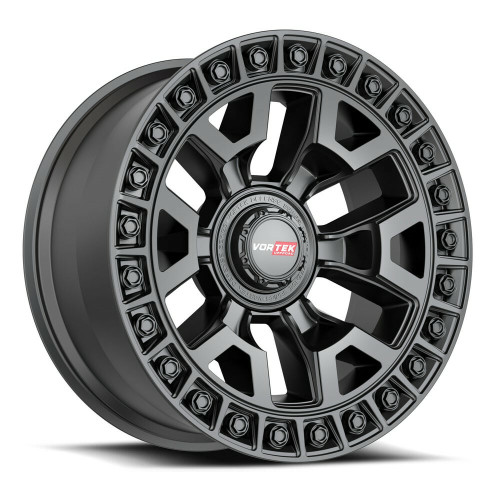 Set 4 17" Vortek Matte Black VRD-704 17x9 6x4.5 6x5.5 12mm For Chevy GMC Wheels