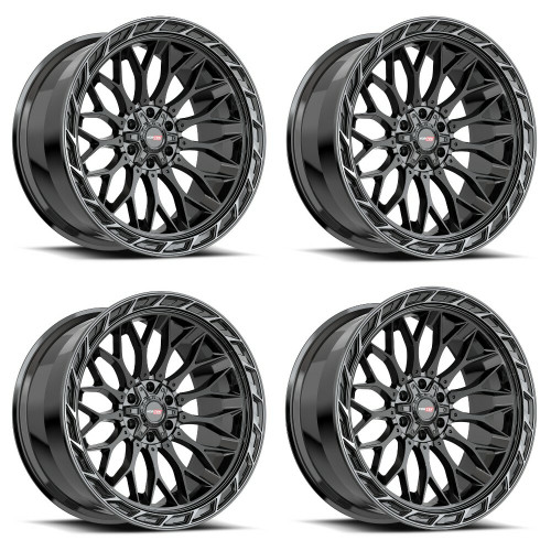 Set 4 22" Vortek Black Diamond Cut Ring Dark Tint VRP-503 22x10 6x135 6x5.5 -18