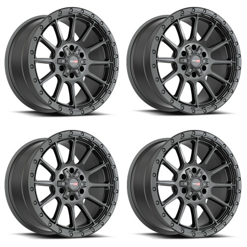 Set 4 18" Vortek Matte Black VRT-606 18x9 Wheels 6x135 6x5.5 12mm Truck Suv Rims