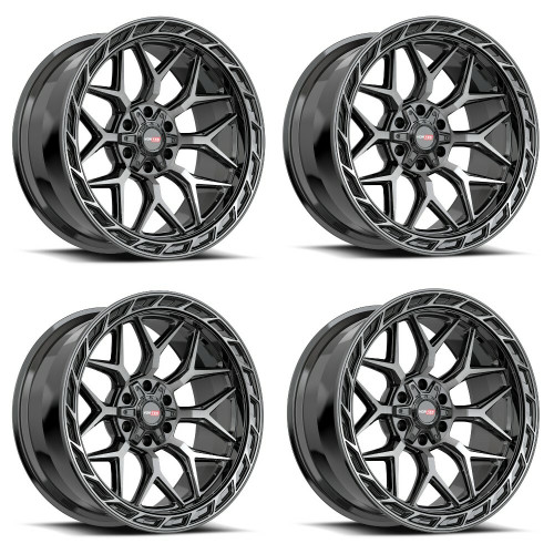 Set 4 20" Vortek Black Diamond Cut Dark Tint VRP-504 20x10 6x135 6x5.5 -18mm