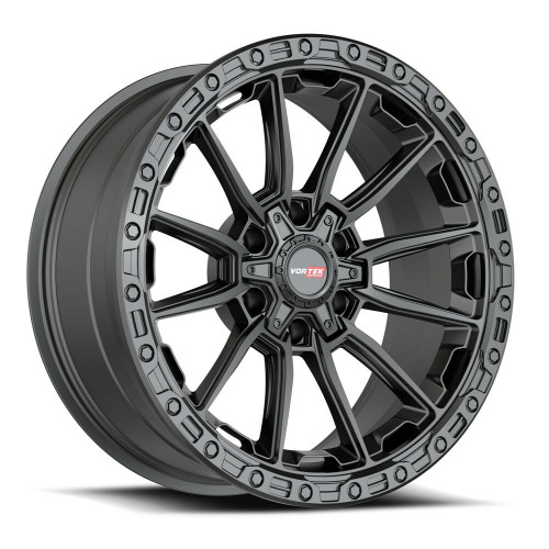 22" Vortek Spartan VRT-601 Matte Black 22x10 Wheel 6x135 6x5.5 Rims -24mm