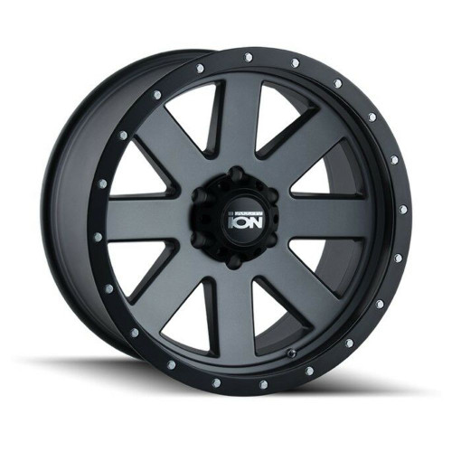 20" Ion 134 20x9 Matte Gunmetal Black Beadlock 8x170 Wheel 0mm For Ford Rim