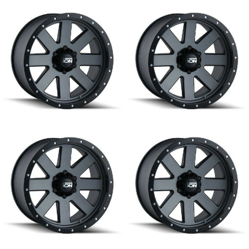 Set 4 20" Ion 134 20x10 Matte Gunmetal Black Beadlock 6x5.5 Wheels -19mm Rims